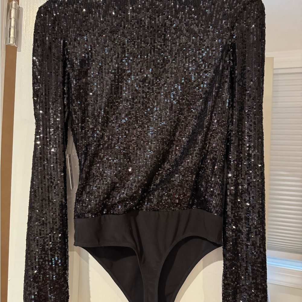 Express Shimmering Black Sequin Top